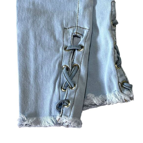 AREA‎ 7 Women's Light Blue Skinny Stretch Jeans with Braided Hem and Lift Effect - Picture 5 of 16